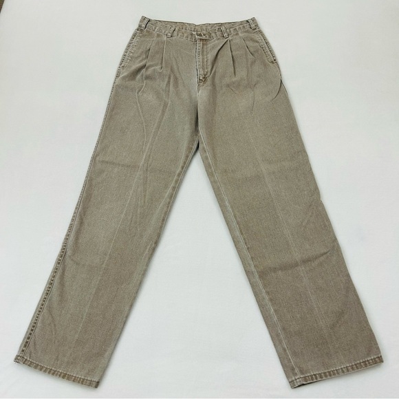 Vintage 90s Levi’s Officer Corps Khaki Beige Pleated Casual Work Pants Men 32x32 - Picture 1 of 12